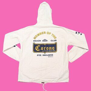 Vintage 1990's Corona Puerto Vallarta Light, White Hooded Jacket for Men Size M
